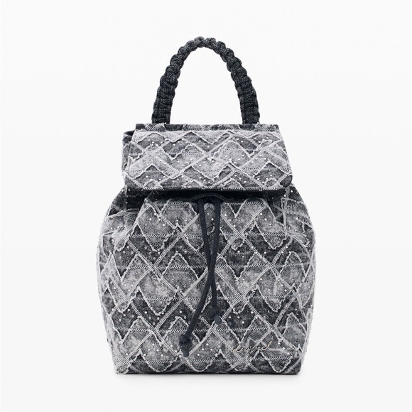 Desigual Handbags - Gently Used Desigual Black Denim Quilted Effect Women's Bag with Red Charms